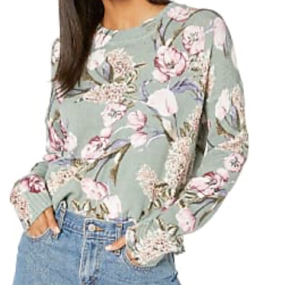 Show Me Your MuMu Sweaters - Show Me Your Mumu Cropped Varsity Sweater - in Primavera Floral Knit